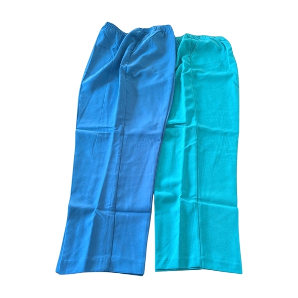 BLAIR Blue and Teal Trousers Set Size 22WP Stretch Waist Band And Pockets NWOT - Picture 1 of 7